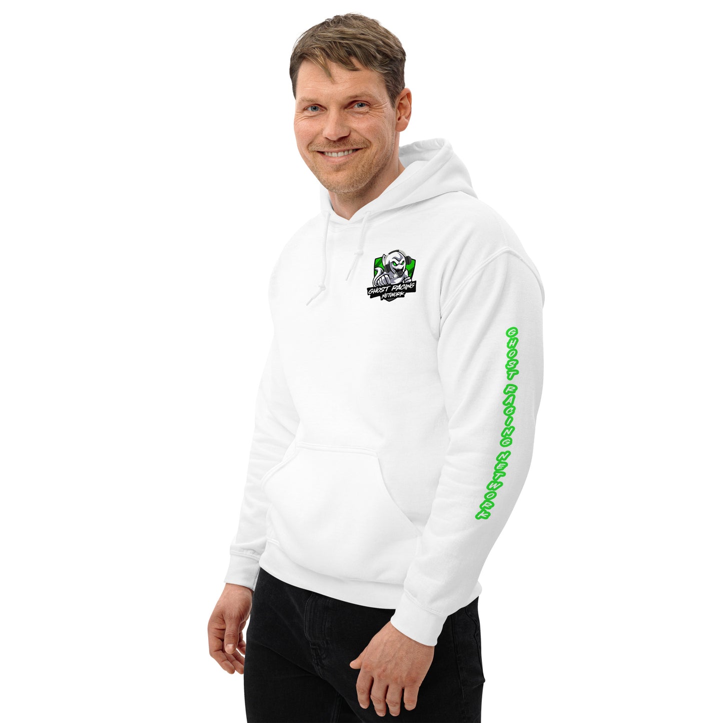 Green Ghost Unisex Heavy Blend Hoodie | Gildan 18500 Custom Sleeve